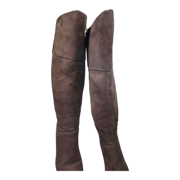 PESA'RO "CELERY" Brown Faux Suede Heels, Zip Closure Boots - Picture 4 of 12